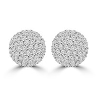 2.35 ct Half Ball Round Cut Diamond Earrings ( G Color SI-1 Clarity) In 14 kt White Gold